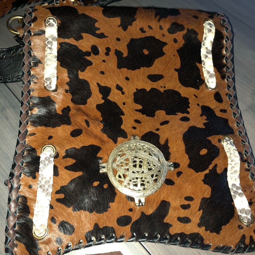 Moochi calf hair and leather crossbody purse